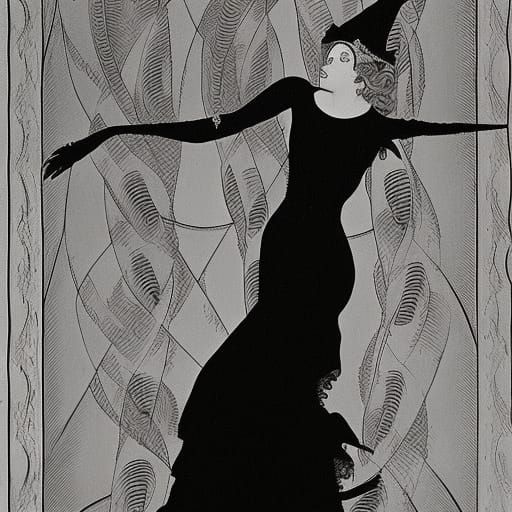 Saloon Dancer in Aubrey Beardsley Style
