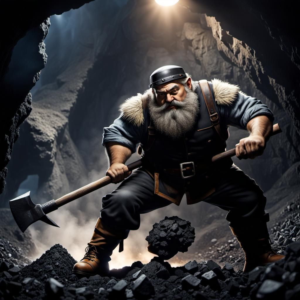 Handsome Dwarf Mining Coal Underground