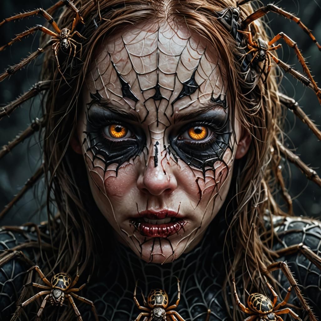 Horror Portrait: Woman Made of Spiders