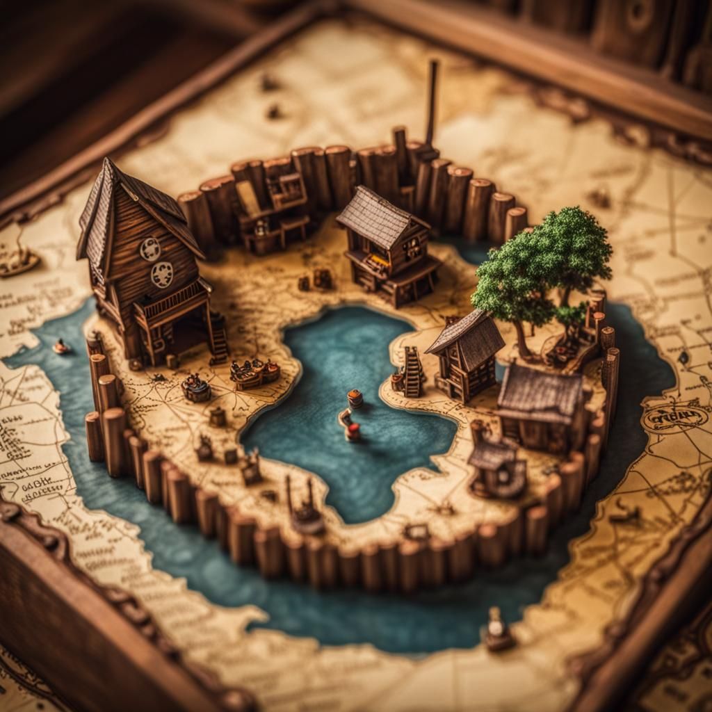 Miniature World Map in Pirate Cabin