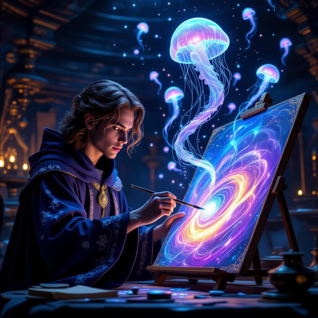 Mage Paints Dreams Lifting Off Canvas in Observatory