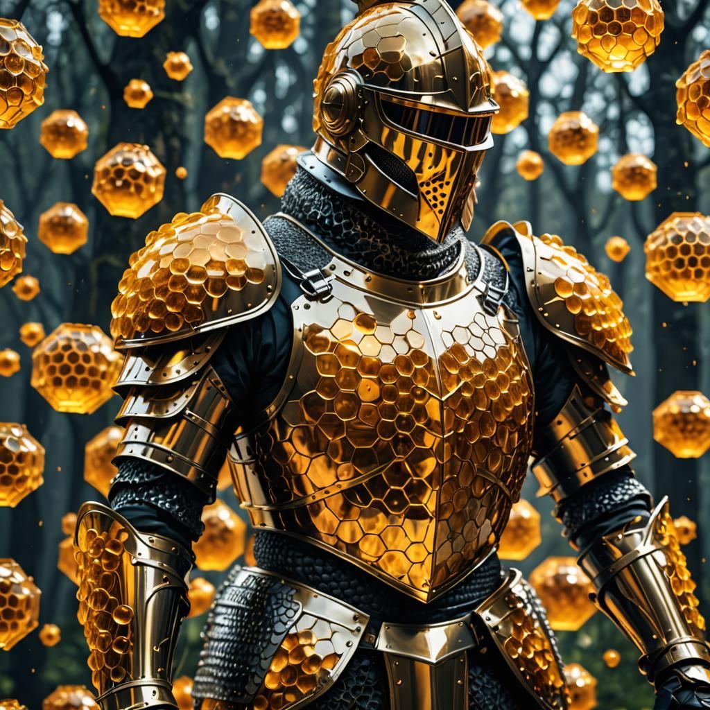 Knight in Honeycomb Armor: Hyperdetailed 3D Render