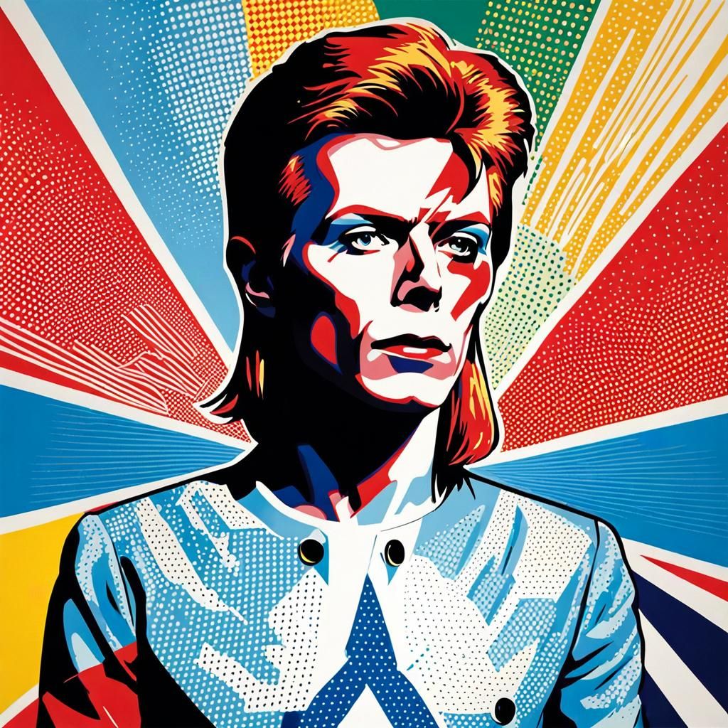 David Bowie Pop Art Portrait with Red Bird