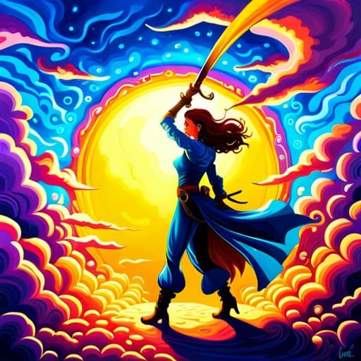 Pirate in the Clouds: Ethereal Storybook Illustration