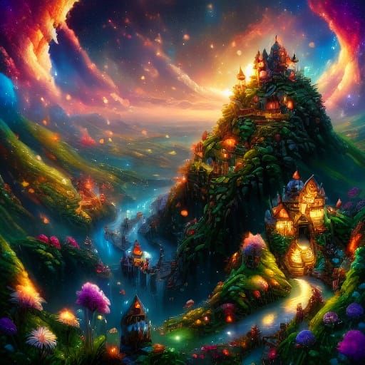 Fantasy Bunny with Kitty on Back, Digital Painting