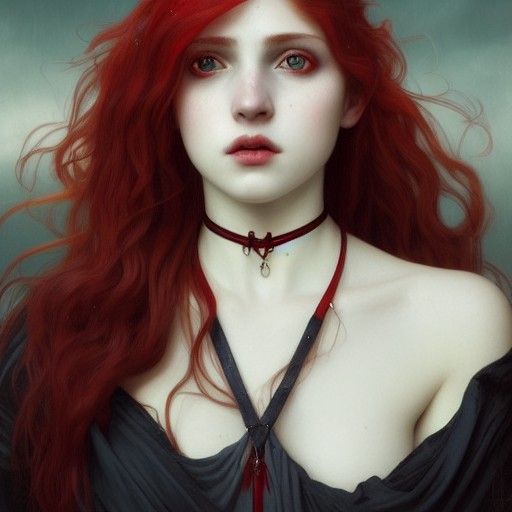 Pre-Raphaelite Vampire Girl Portrait in 8K
