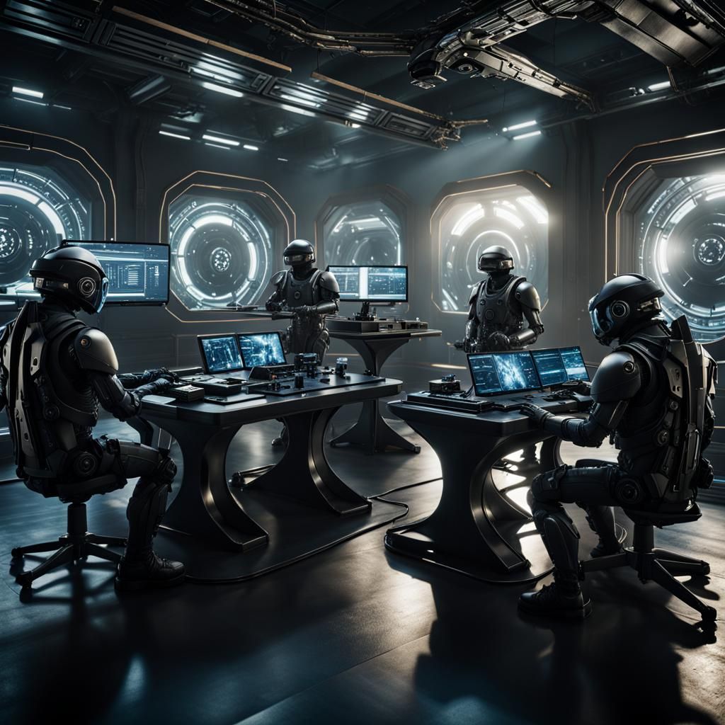 Futuristic VR Drone Operations Room in 8K