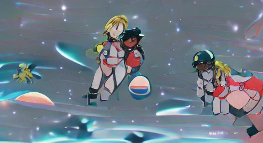 Pokemon's Ash and Serena in Spacesuits