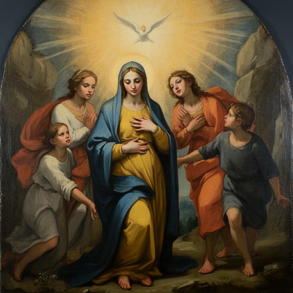 Titian-Inspired Oil on Canvas Depicting the Assumption of th...