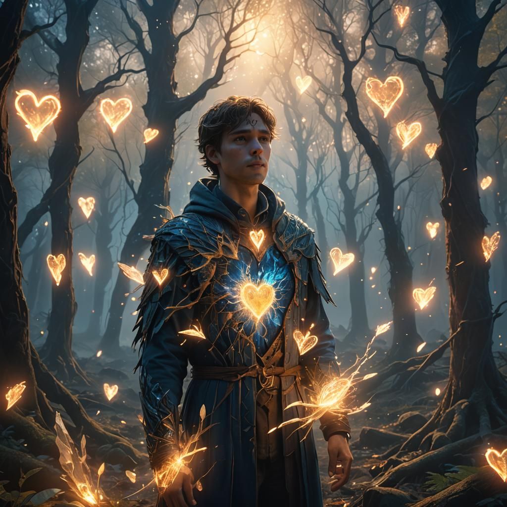 Ethereal Heart Healing in Bioluminescent Forest
