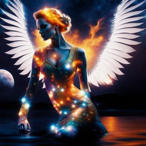 Surreal Light Being in Pointillism Style