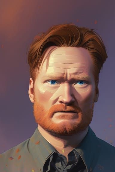 Angry Conan O'Brien Portrait in Hyperdetailed Style