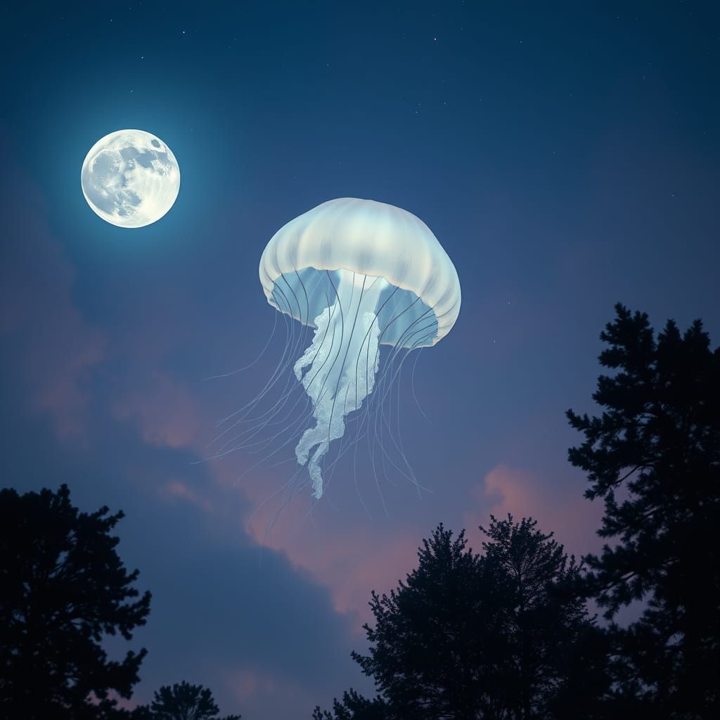 Glowing Jellyfish in Fantasy Sky Dreamscape