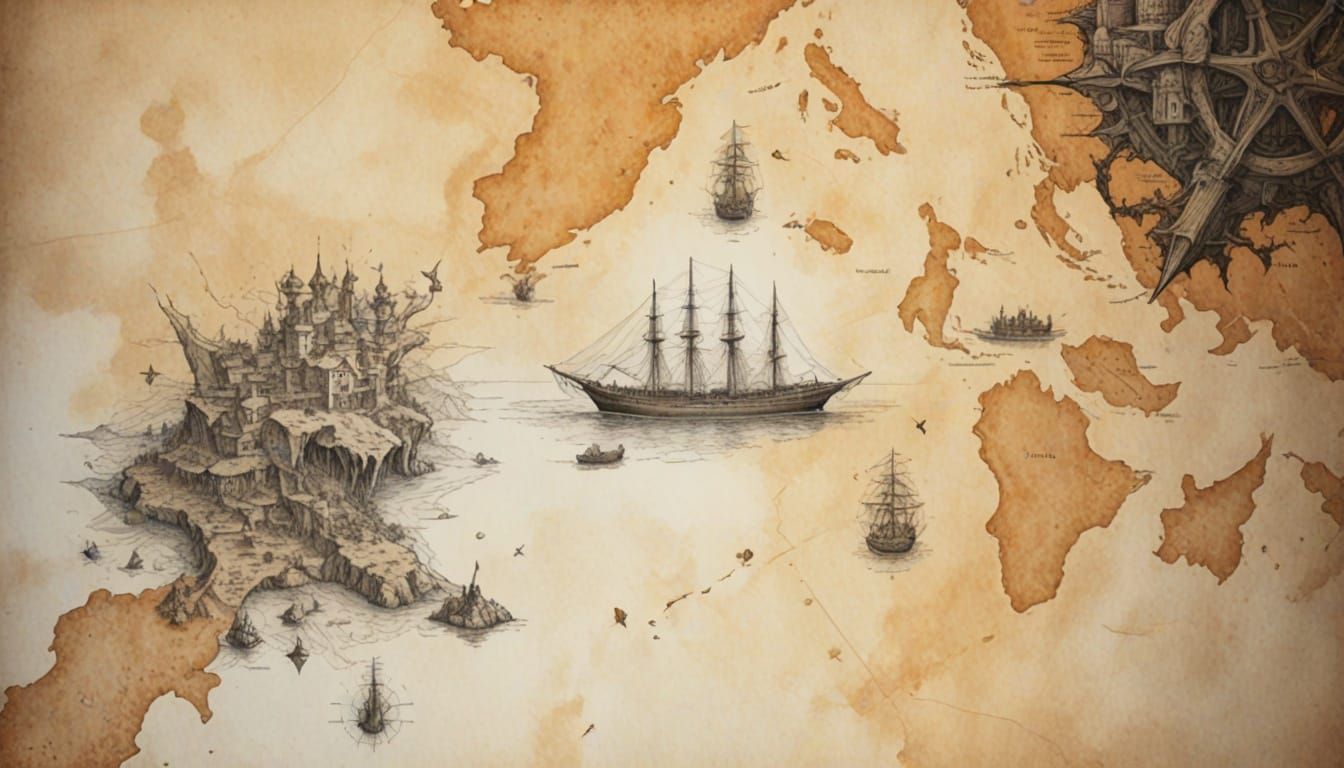 Medieval Fantasy Map in the Style of Albrecht Durer