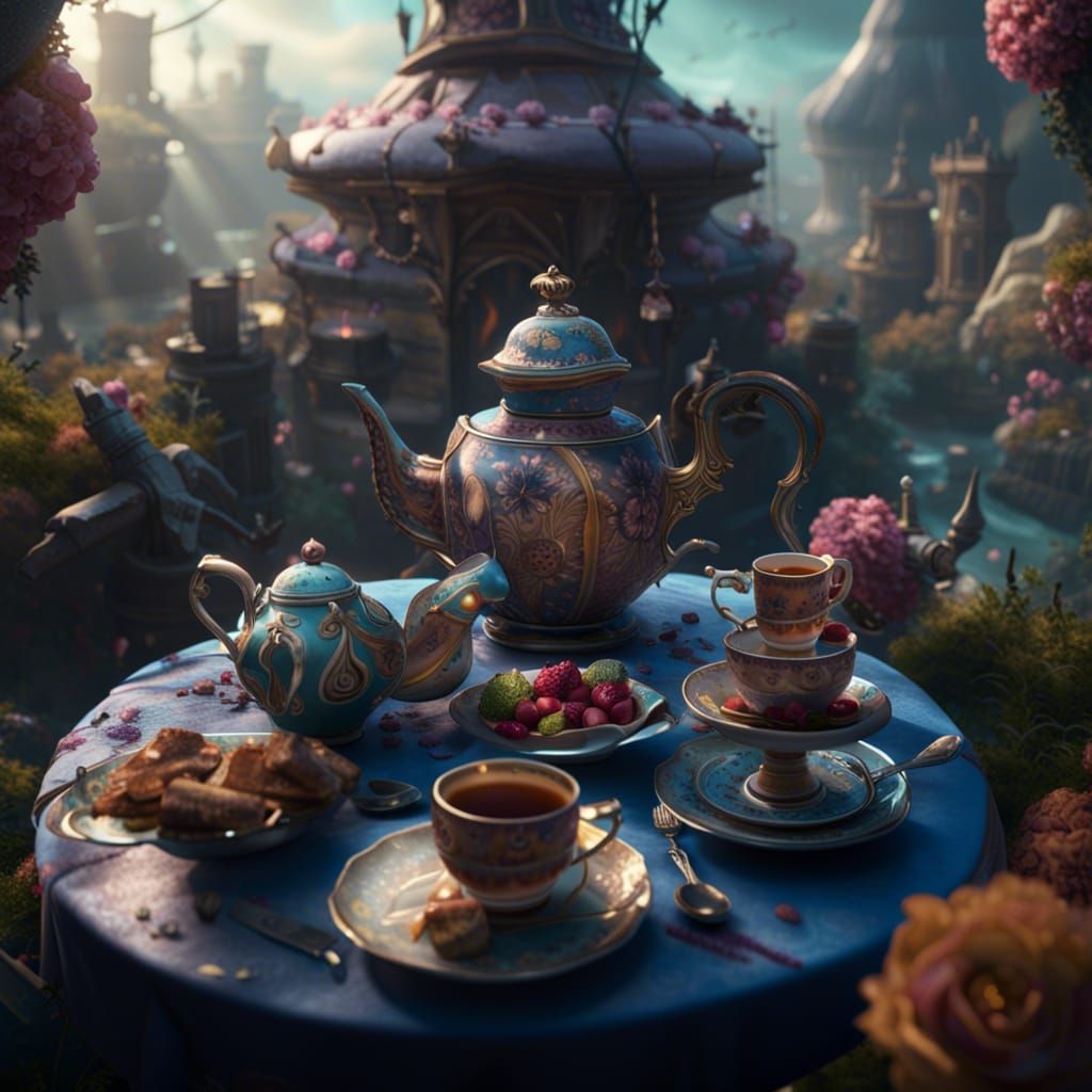 Fantastical Tea Party of the Gods: Digital Art
