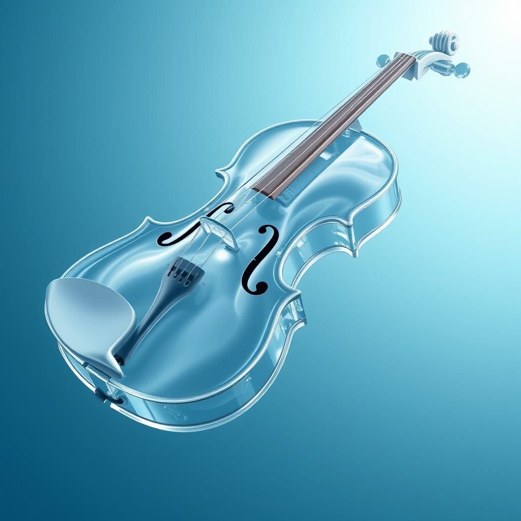 Water Violin Sculpture in Azure Void