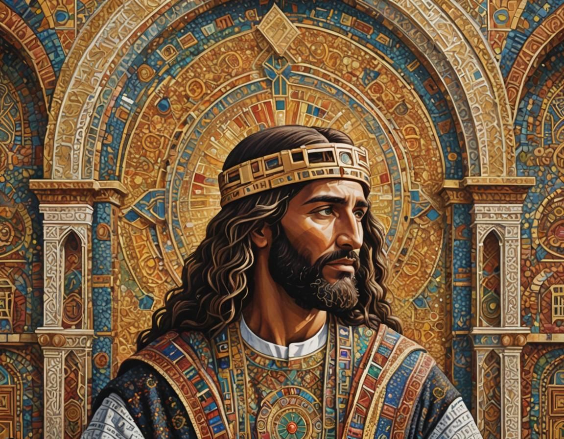 Jesus Christ Portrait in Pointillism Tingatinga Style