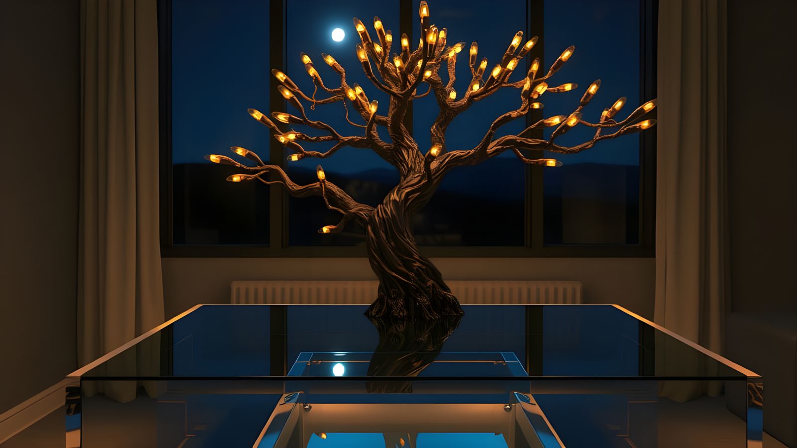 Tree Table Lamp with Volumetric Lighting