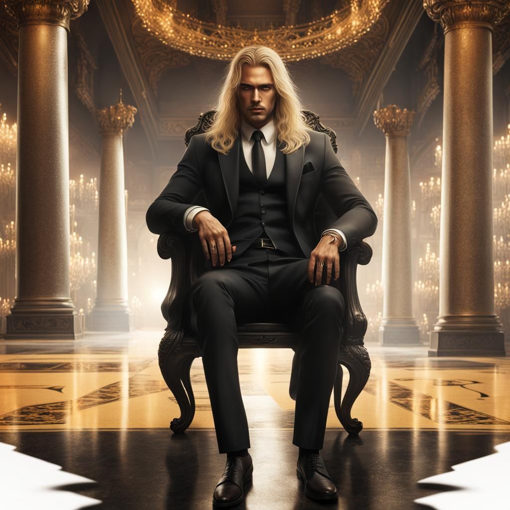 Handsome Mafia Boss with Yellow Eyes: Digital Painting