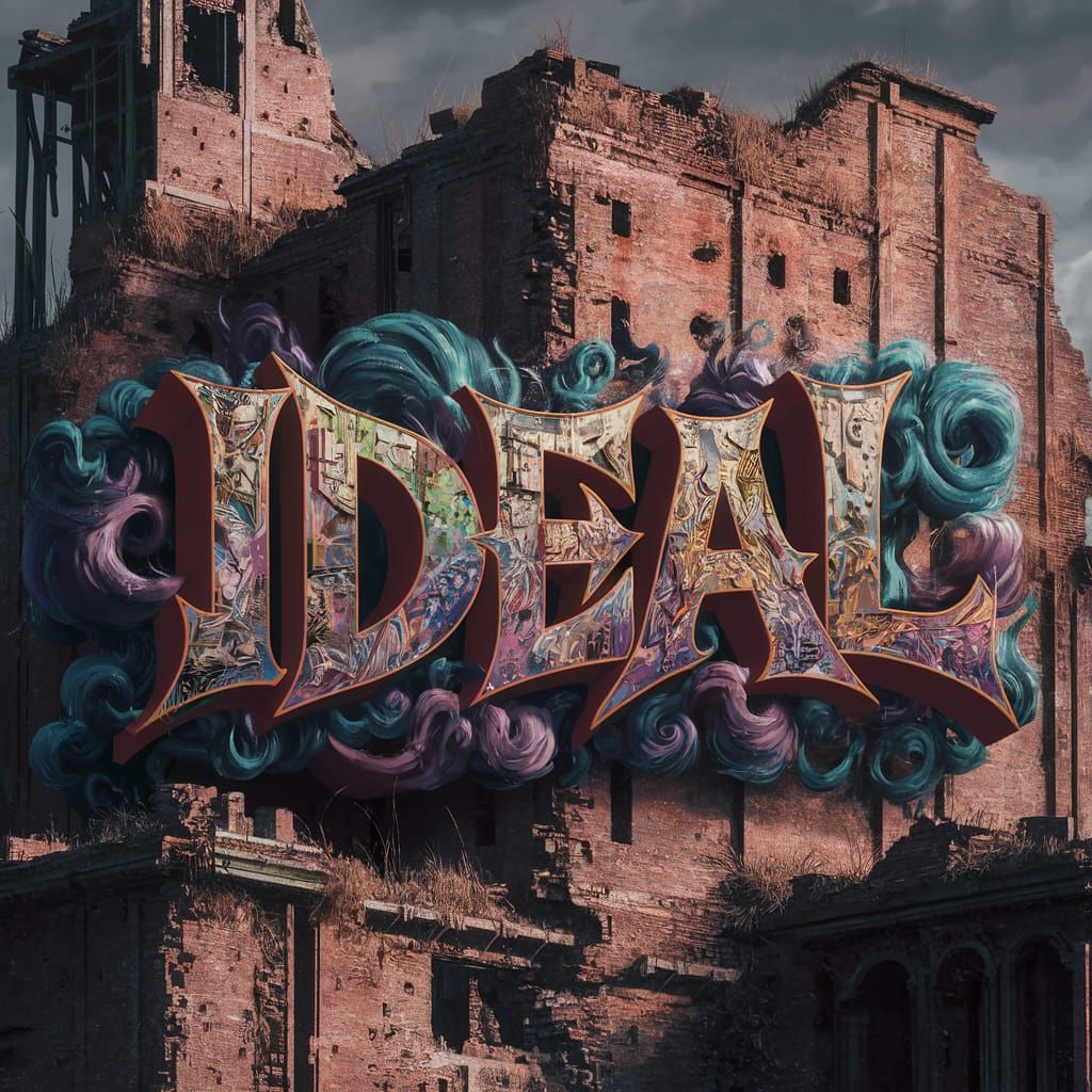 Graffiti Mural on Dilapidated Building in Unreal Engine 5