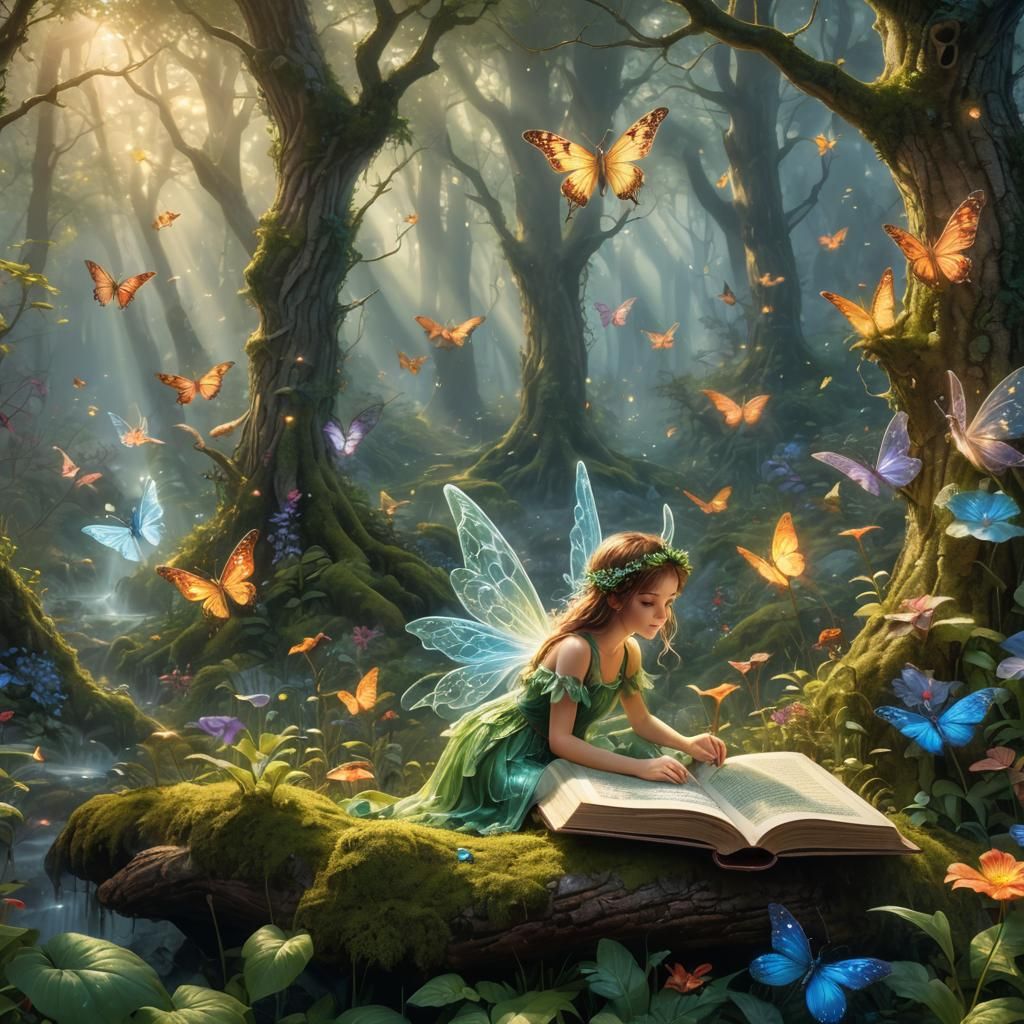 Reading the magic book.