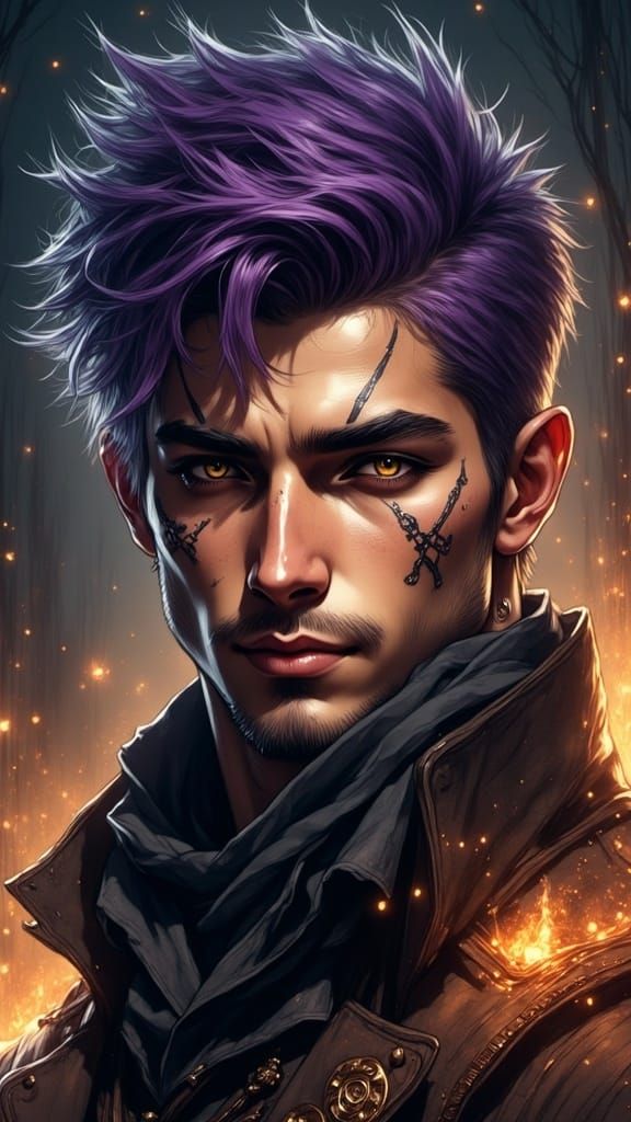 Dark Fantasy Portrait: Man with Gold Eyes