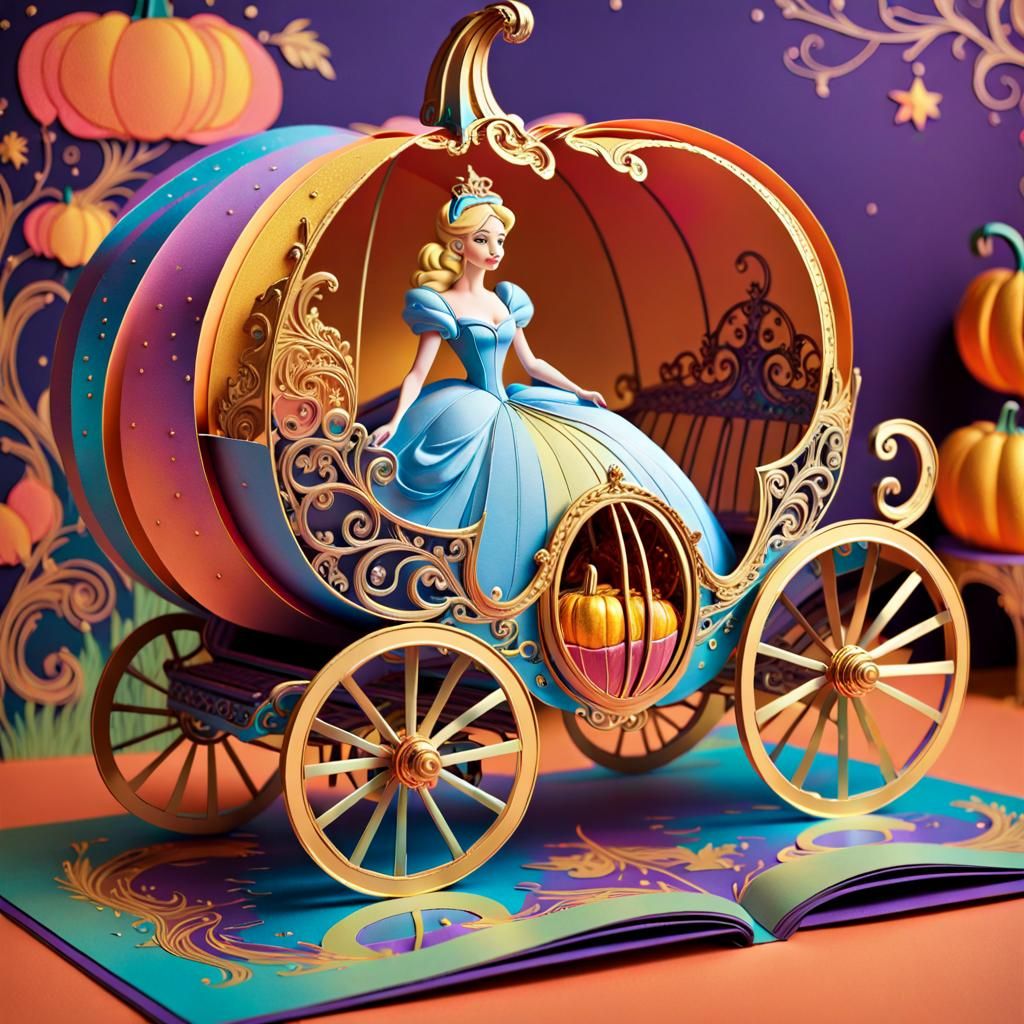 Cinderella's Golden Carriage in Popup Book Style