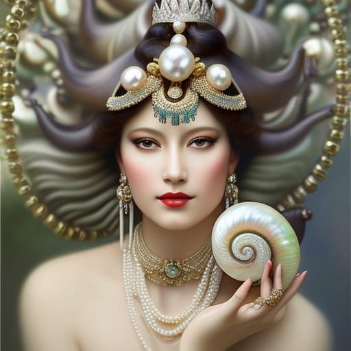 Snail Goddess in Art Deco Style