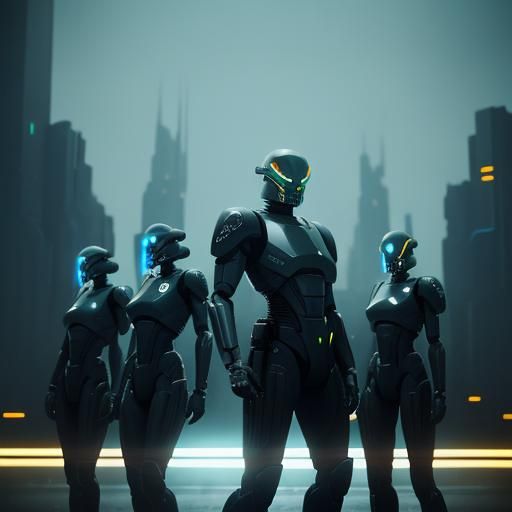 Android Legion Marches on Futuristic City