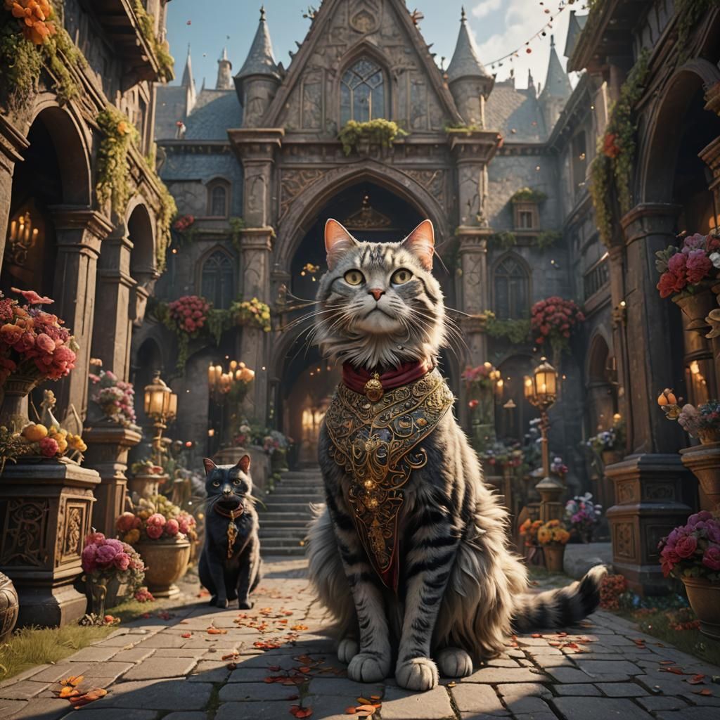 Cat at Wedding: Detailed Matte Painting