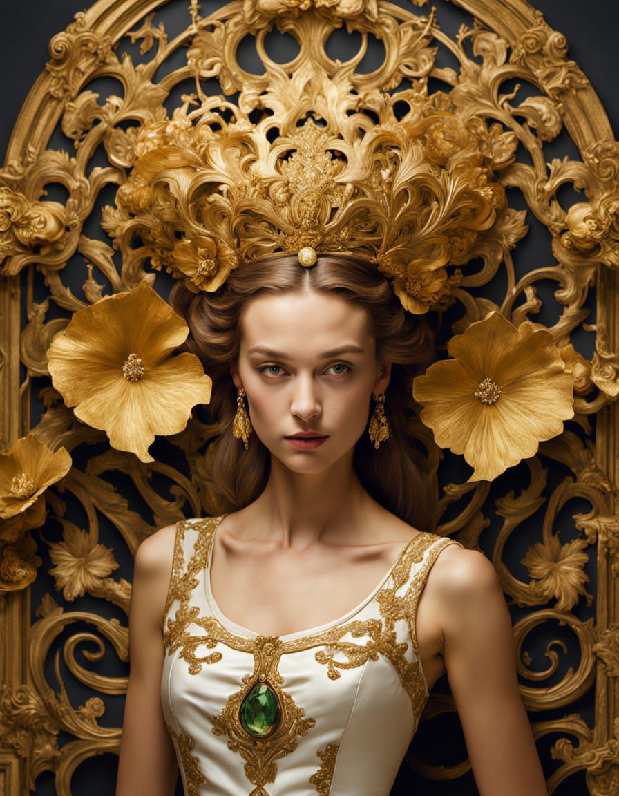 Majestic Woman in Surrealist Baroque Style Portrait