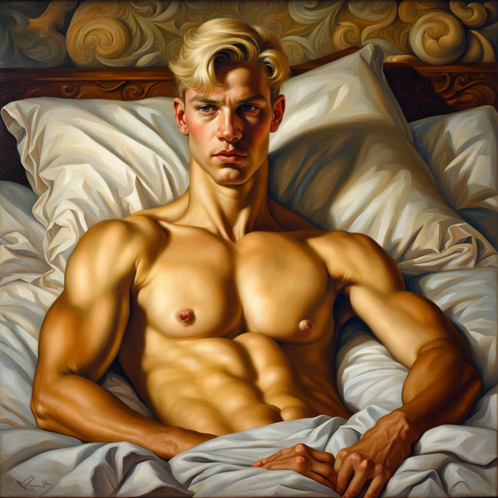Striking Oil Portrait of Athletic Blond Man