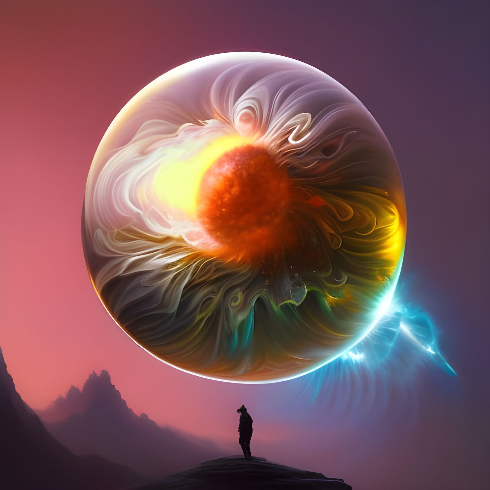 Supernova Explosion Inside Bubble: Hyperdetailed Fantasy Art