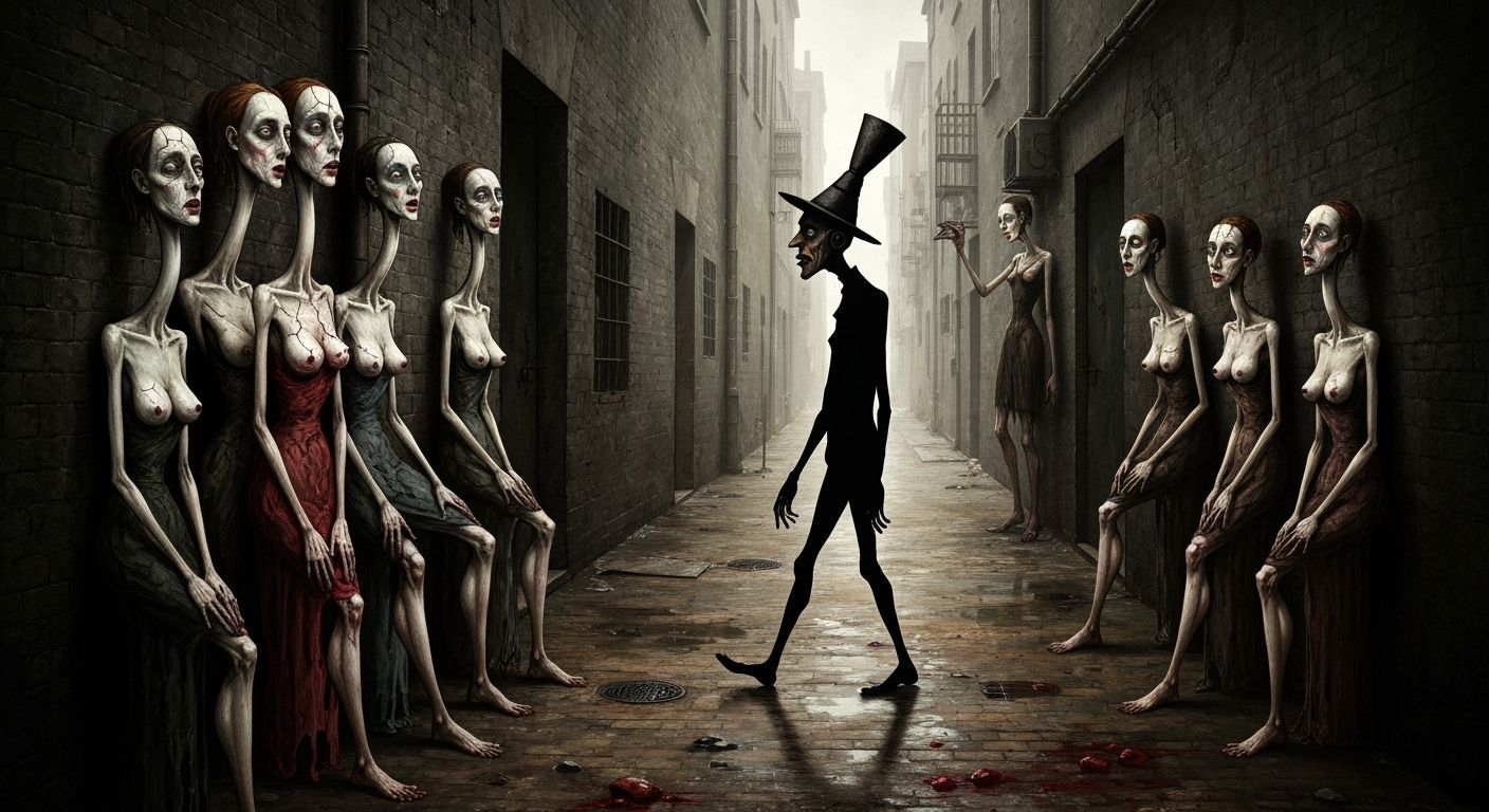 German Expressionist Dada Satire in Shadowed Alley