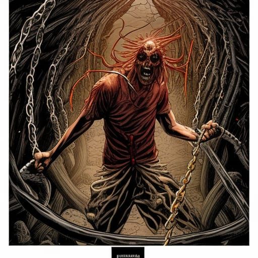 Furious Undead Man Bound in Grave, Comic Art