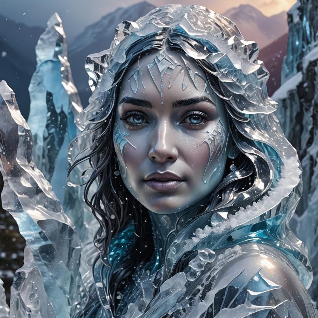 Icy Mountain Goddess Creates Penguin Sculptures