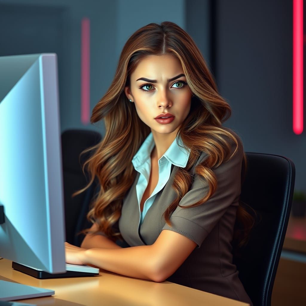 Young Secretary in Modern Corporate Realism