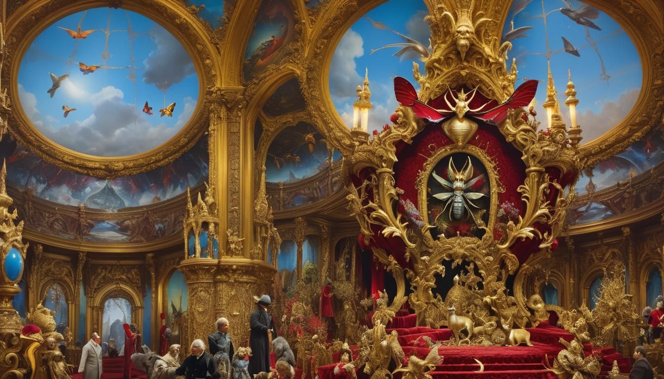 Monarch in Surreal Hall with Cryptids