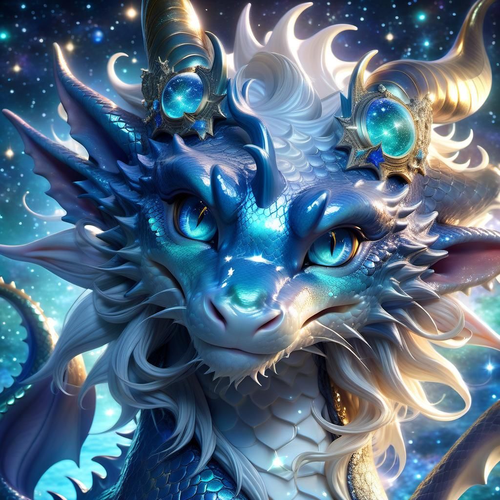 Adorable Neptune Dragon with Luminescent Stars