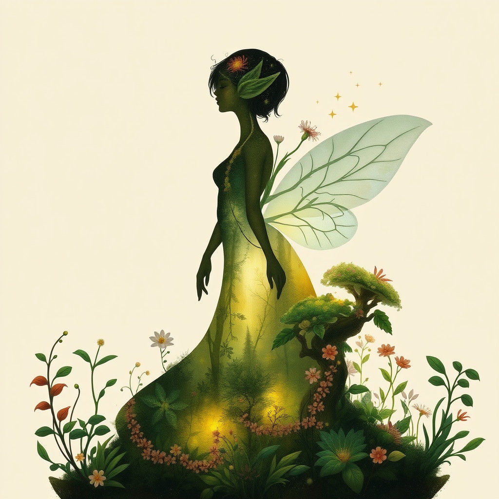 Enchanted Elf Silhouette in Dreamy Forest