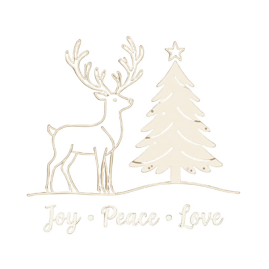 Elegant Line-Art Holiday Design with Gold and White