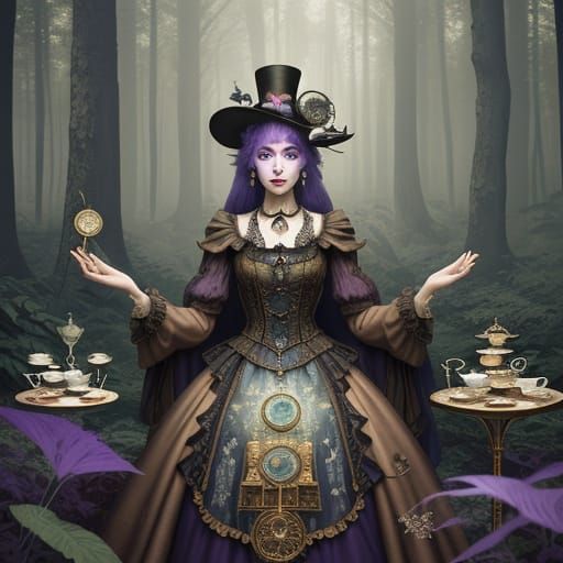 Tarot Card Gown in Surreal Magical Forest