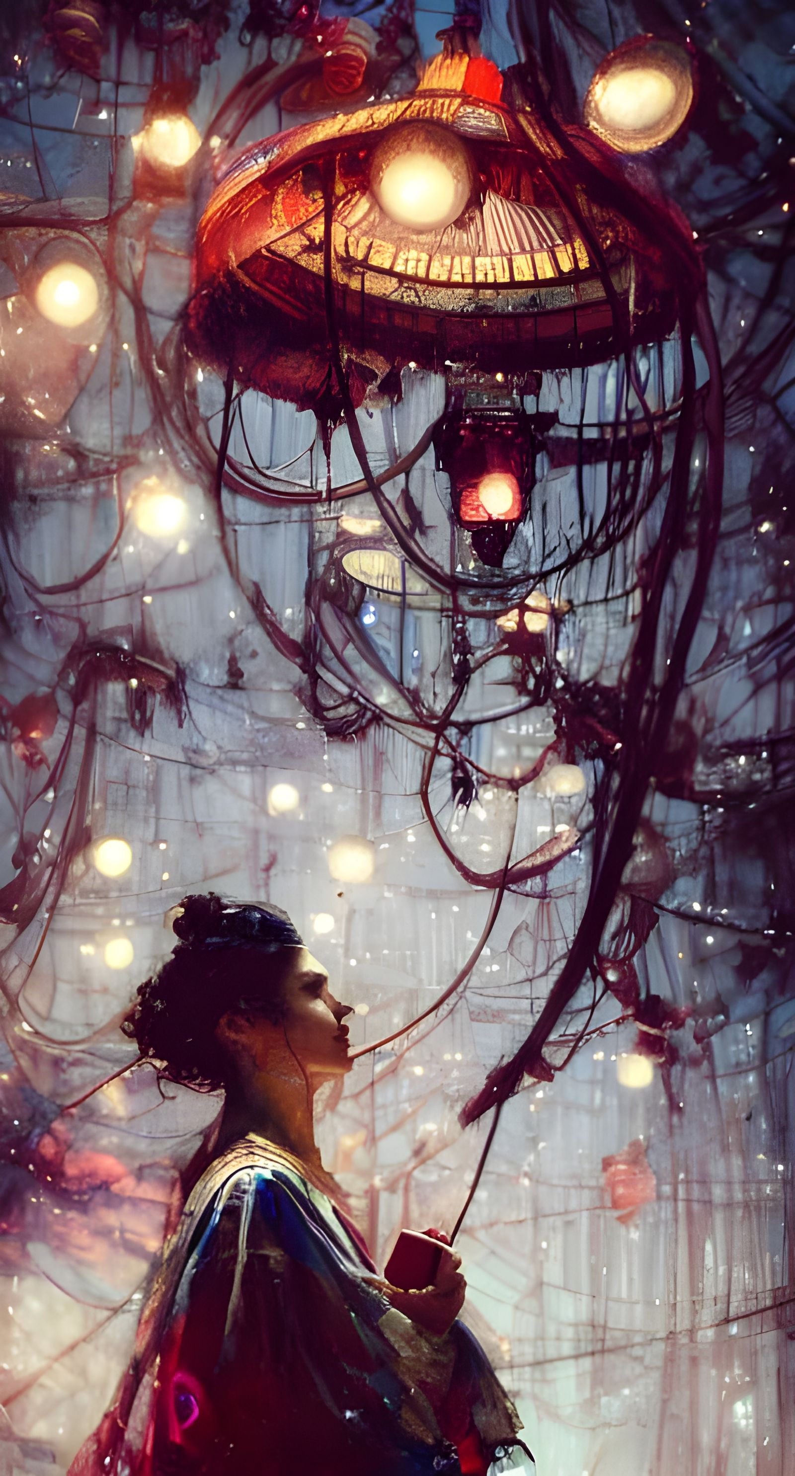 Beautiful Circus Performer Portrait with Glowing Lights