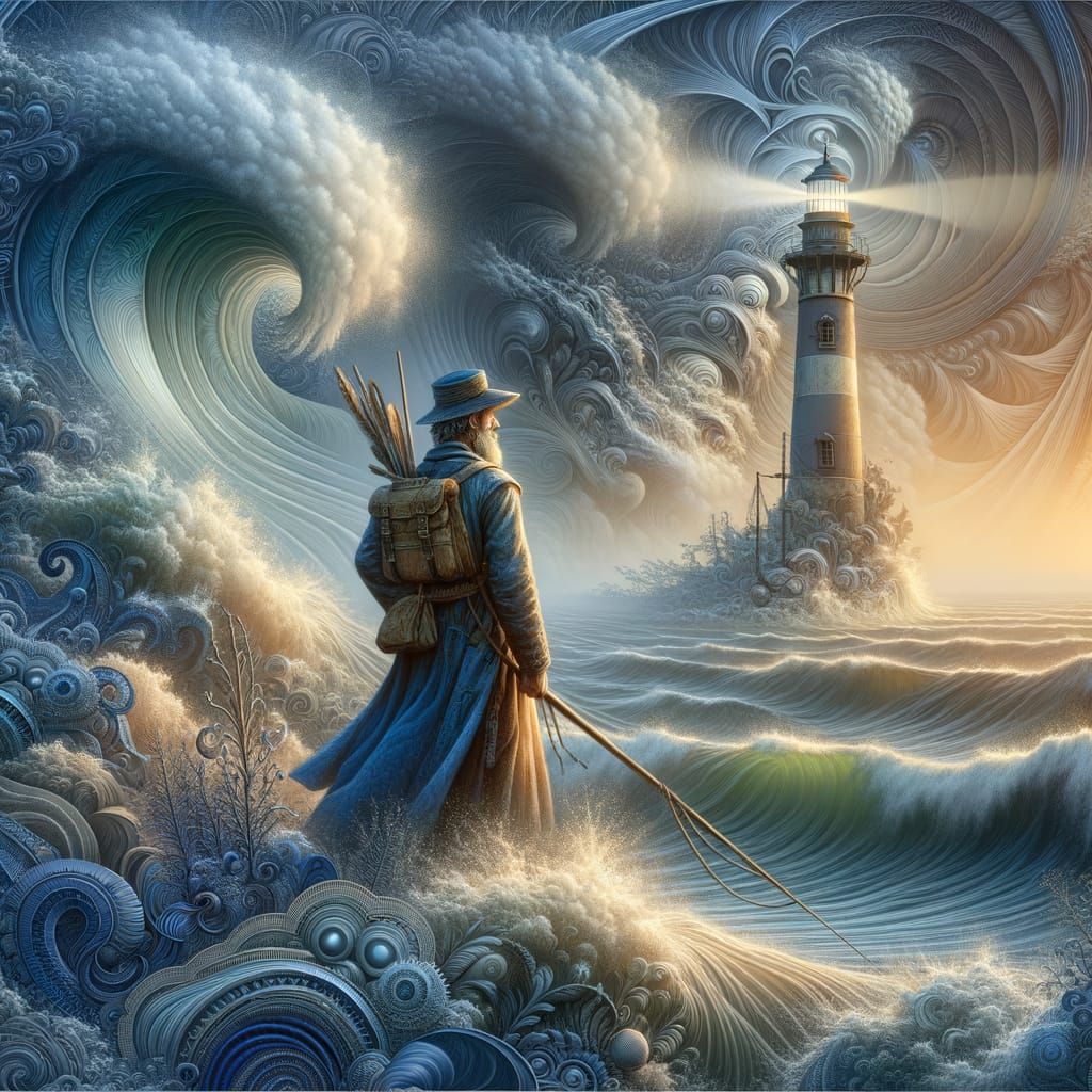 Mystic Lighthouse Keeper in Detailed Matte Painting