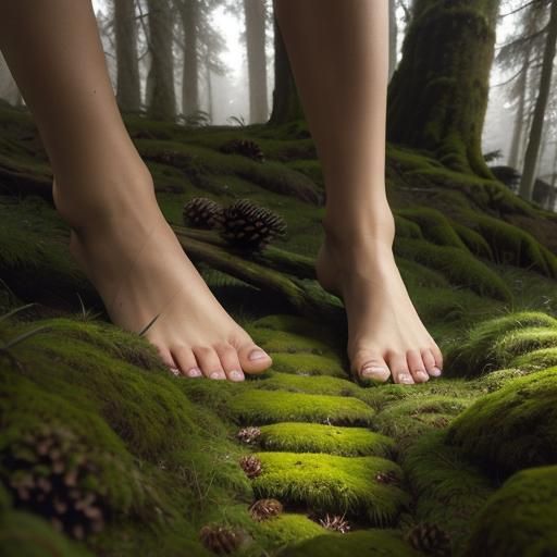 Bare Feet on Detailed Forest Sensory Path