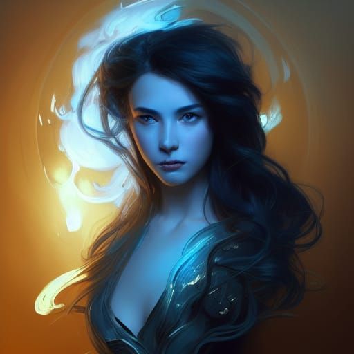 Blue Fire Portrait with Dynamic Lighting