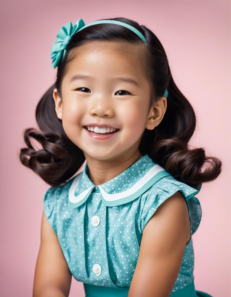 Adorable 1950s Portrait of a Happy Young Girl