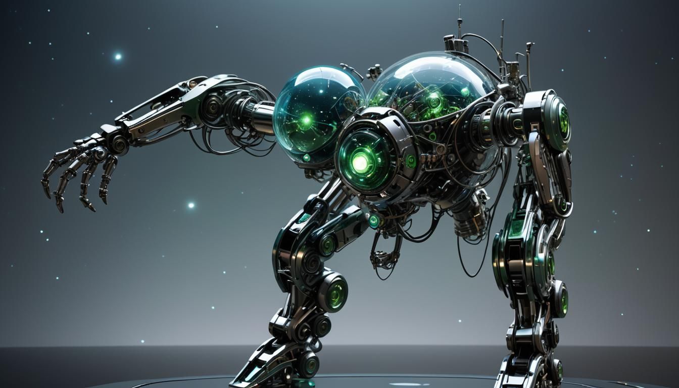 Futuristic AI Robot Floating in Space