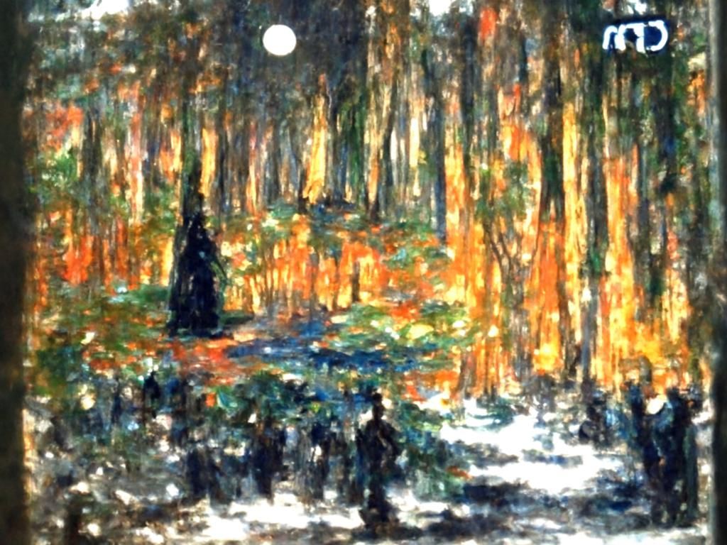 Night Forest in Impressionist Style