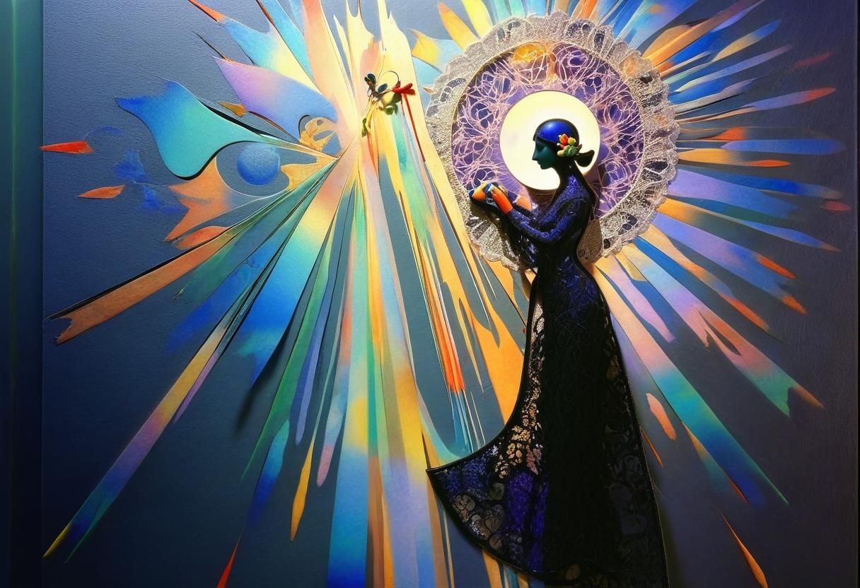 Impasto Trompe L'Oeil Reflection with Plasma Threads